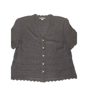 St. John Collection by Marie Gray Knit‎ Black Sweater Top Short Sleeve 12